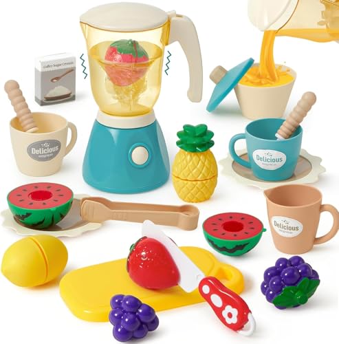 Tacobear Küchengeräte Spielzeug Set, Kinderküche Zubehör mit Elektrisch Smoothie-Mixer Kinder Obst Tasse Menü, Spielküche Zubehör Kinder Küche Spielzeug ab 3 Jahre Geschenk Mädchen 4 5 6 Jahre (Grün) von Tacobear