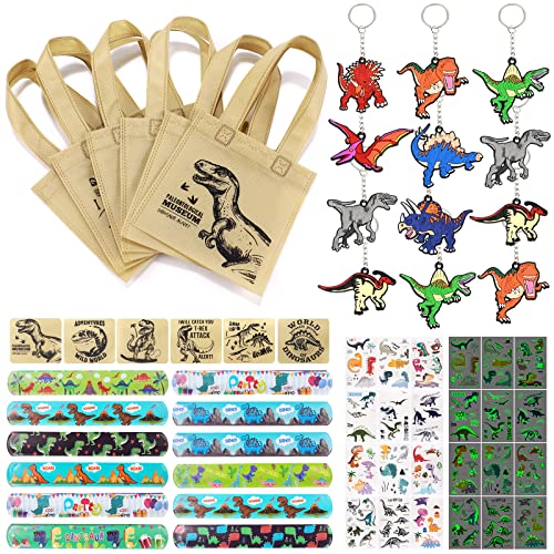 Tacobear Dinosaurier Party Mitgebsel Kindergeburtstag Junge Mädchen Tüten Kindergeburtstag Schnapparmband Kinder Dino Sticker Schlüsselanhänger Aufkleber von Tacobear