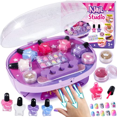 Tacobear Nagelstudio Kinder Mädchen Geschenke 6 7 8 9 10 Jahre Nageltrockner Peel Off Nagellack Press On Nagelsticker Nageldesign Nagelset Maniküre Set Kinder Mädchen Geburtstag Geschenk für Mädchen von Tacobear