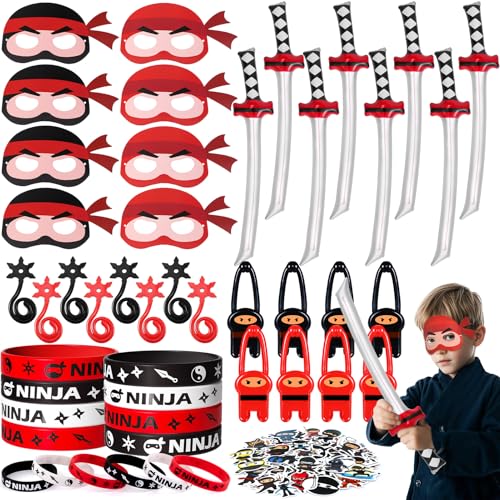 Tacobear Ninja Party Mitgebsel Kindergeburtstag mit Ninja Masken Silikon Armbänder Fingerschleuder Krieger Spielzeug Aufkleber Ninja Geburtstag Gastgeschenke Give Aways für Jungen Tacobear Ninja Party Mitgebsel Kindergeburtstag mit Ninja Masken Silikon Armbänder Fingerschleuder Krieger Spielzeug Aufkleber Ninja Geburtstag Gastgeschenke Give Aways für Jungen von Tacobear