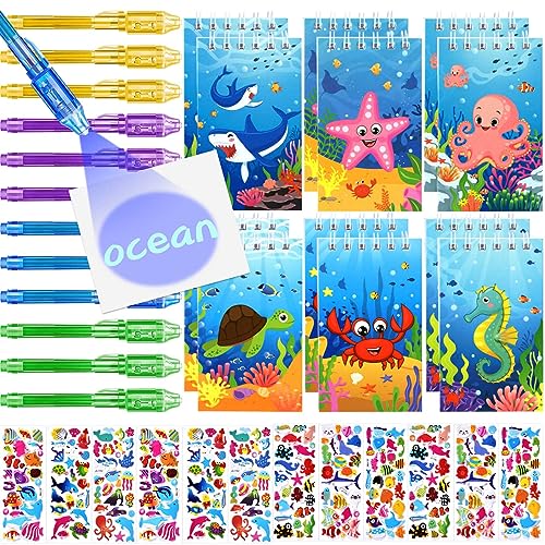 Tacobear UV Stift und Notizbuch 36 STK. Meerestiere Mitgebsel Kindergeburtstag Jungen & Mädchen Mini Spirale Notizblöcke Zauberstifte Kinder Für Safari Give Aways Kindergeburtstag Gastgeschenke von Tacobear