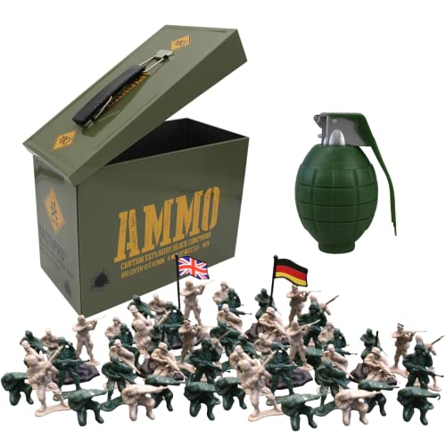 Armee-Spielzeug-Set, Aufbewahrungsbox, Lunchbox, Schlafzimmer-Zubehör und 40 Stück Rollenspiel-Kunststoff-Spielzeugsoldaten. Ideal als Lunchbox für Kinder und Erwachsene. Tolles Spielzeug, Nerf-Kugeln von Tactipro