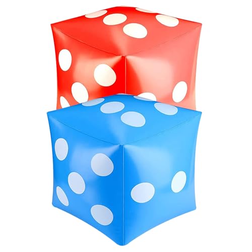 Tadoiooy Aufblasbare Würfel 2pcs 11,8x11,8 Zoll Big Dice PVC Große Blow up Würfel für Innenpool Pool Party Party Spiele Blau und Rot, Spielwürfel von Tadoiooy