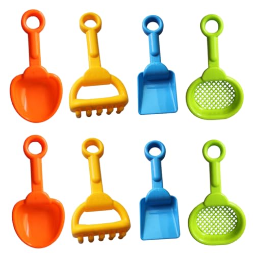 Tadoiooy 8pcs Kinder Strand Sandschaufeln Plastik Plastik Rake Beach Sand Sifter Spielzeugschaufel Garden Beach Sandschaufeln Spielzeug Set für Teenager, 4 Stile (zufällige Farbe) von Tadoiooy