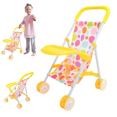 Tadoiooy Babypuppenwagen Stable ＆ Robus Puppenwagen Falten Sie Babypuppenwagen mit abnehmbarem Fütterungsschale vor, Spielen Spielzeug Baby Kinderwagen Geschenke für Kinder, Stil 1 von Tadoiooy