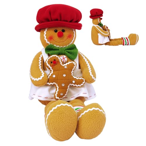 Tadoiooy Lebkuchen Ornamente Weihnachten Lebkuchen Mann Plüschspielzeug 22 Zoll, Lebkuchen Plüsch Ornamente für Innenpartydekor, Weihnachtsgeburtstag Geschenke, Stil 2 von Tadoiooy