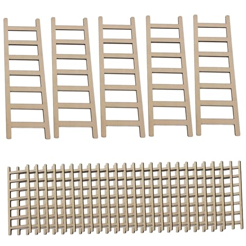 Tadoiooy Mini -Leiter 40pcs 2,4 Zoll kleines Leiterdekor und 5 Stcs 5,9 Zoll kleine Holzleiter für DIY -Kunsthandwerk, Feengartenzubehör, Puppenhausdekor von Tadoiooy