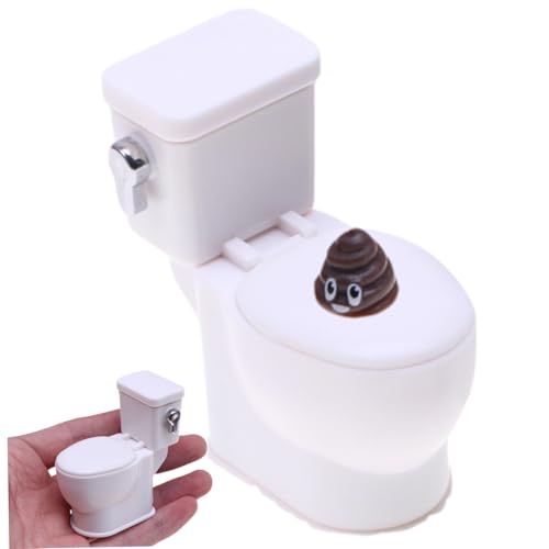 Tadoiooy Mini Toilette, 1/12 Plastikpuppenhaus Toilette mit Flush Sound, lustige realistische Mini Spielzeug Toilette für Puppenhaus Badezimmerzubehör von Tadoiooy