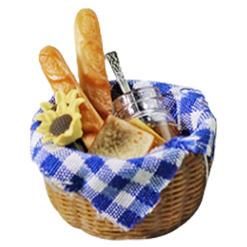 Tadoiooy Spielzeuglebensmittel für 1:6 1:12 Puppenhaus Puppenhauslebensmittel realistisches Brot Honig Picknicktuch Spiellebensmittel Miniaturen Puppenhauszubehör blau, Minibrot aus Kunstharz von Tadoiooy