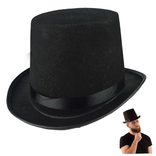 Tadoiooy Top Hüte für Männer 6,3 Zoll hohe Schwarze Top Hut Größe Zauberer Kostümhut für formelle Showman Party Hats Halloween Kostümzubehör, Hüte für Erwachsene von Tadoiooy