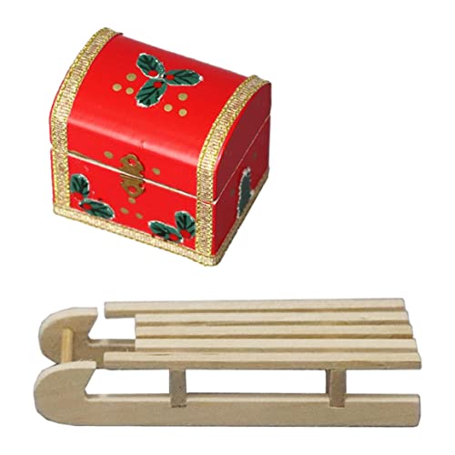 Tadoiooy Weihnachtspuppenhausdekoration Holzschlag mit Little Box Möbeln Accessoires von Tadoiooy