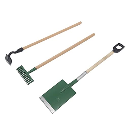 Tadoiooy Wichtel Zubehör,Puppenhaus Zubehör, Puppenhauszubehör, 3PCS Miniaturgarten Rasen Tools 1/12 Dollhouse Arbeitszubehör mit Schaufel Rake Spade für Puppenhaus oder Gartenlandschaftsmodell Grün von Tadoiooy