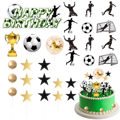 29Pcs Tortendeko Fussball,FußBall Topper Tortendeko,Fußball Kuchen Deko Junge,FußBall Deko Kuchen Geburtstag,kuchen deko fußball figuren,Fussball Geburtstag Deko Topper,für Kuchen,Eis,Obstteller von Tadpolez