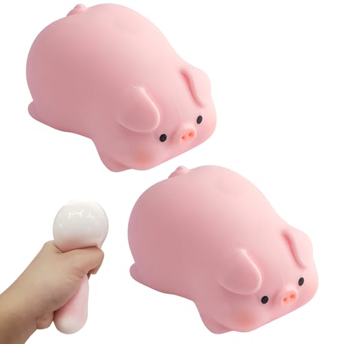 2Pcs Anti Stress Schwein Antistress Spielzeug,Rosa Schwein Stress Spielzeug,Squeeze Toy,Stressschwein,Piggy Squeeze Toy Dekompressions Schwein,Dekompressions Schwein Stressball,Party, Versammlung von Tadpolez