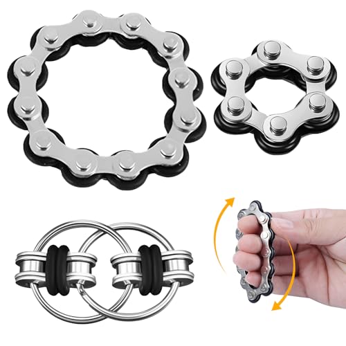 Tadpolez 3 Stück Stressabbau Spielzeug,Stressabbaukette Spielzeug,Fidget Toys Set,Fahrrad Kettenrad Dekompression Spielzeug,Massageringe für Finger Massage Ring,Anti Angst Geschenke von Tadpolez