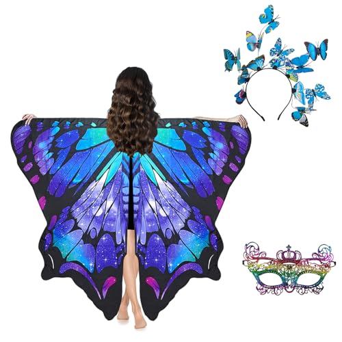 Taechalingo Schmetterling Kostüm Damen,Schmetterling Kostüm Erwachsene,Schmetterling Umhang Damen,Verkleidung Schmetterling Damen,Karneval Kostüm Damen,Faschingskostüme Damen von Taechalingo