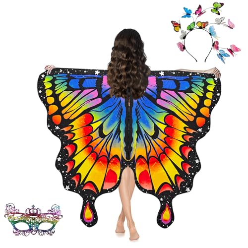 Taechalingo Schmetterling Kostüm Damen,Schmetterling Kostüm Erwachsene,Schmetterling Umhang Damen,Verkleidung Schmetterling Damen,Karneval Kostüm Damen,Faschingskostüme Damen von Taechalingo