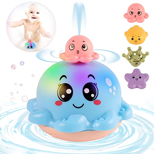 Badewannenspielzeug Baby Badespielzeug, Automatisches Sensor Wassersprühspielzeug, Badewanne Spielzeug, mit Licht Vier Wasserspritzmuster, ab 1 Jahr badewannenspielzeug (Blau) von Taekooki