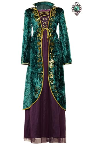 For us Damen Winifred Sanderson Kleid Halloween Cosplay Kostüm Hexe Übergröße Bademantel - Grün - Medium von Taeyue