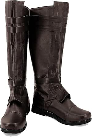 Taeyue Anakin Skywalk Cosplay Stiefel Kylo Ren Lange Stiefel Erwachsene Kenobi Wars Cosplay Schuhe Halloween Karneval Zubehör Herren, 43 EU von Taeyue