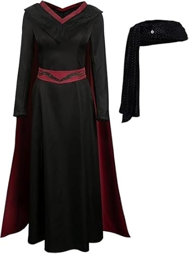 Taeyue Damen Rhaenys Targaryen Kostüm Movie Drache Prinzessin Rhaenys Cosplay Lange Kleid Robe Schal Set für Halloween Erwachsene, M von Taeyue