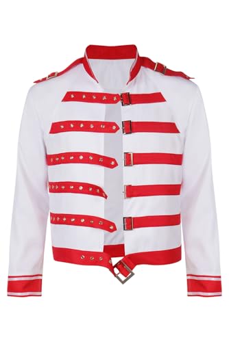 Taeyue Freddie Cosplay Jacke 80er Jahre Rock Star Mantel Herren Steampunk Band Lederjacke Kostüm für Halloween Erwachsener, L von Taeyue