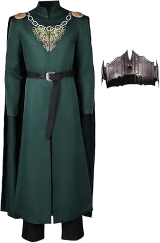 Taeyue Herren Aegon Targaryen Cosplay Kostüm Drache Ritter Aegon Mantel Krone Outfits Set für Halloween Karneval Party, L von Taeyue