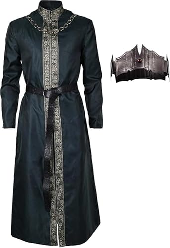 Taeyue Herren Aegon Targaryen Cosplay Kostüm Drache Ritter Aegon Mantel Krone Outfits Set für Halloween Karneval Party, L von Taeyue