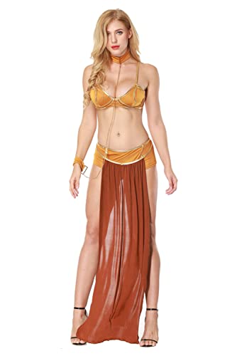 Taeyue Leia Prinzessin Kostüm Cosplay Kleid Die Jedi Figur princess leia slave costume Cosplay Bikini Anzug Halloween Karneval Outfits für Frauen, M von Taeyue