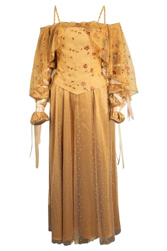 Taeyue Padme Amidala Kleid Frauen Cosplay Kostüm Padme Gelb Kleid Halloween Party Outfits Set für Erwachsene, L von Taeyue