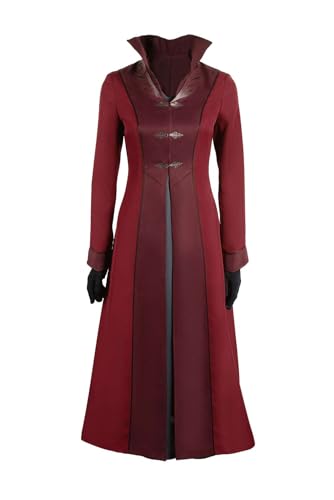 Taeyue Rhaenyra Kostüm Damen Movie Prinzessin Weinroter Mantel Kleid Handschuhe Set für Halloween Karneval Party, XXL von Taeyue