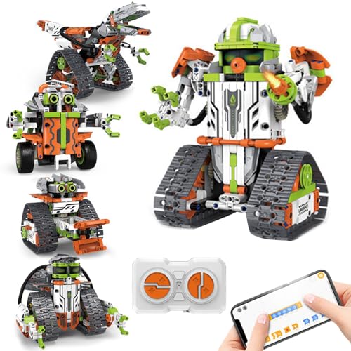 Technik Roboter Kinder Spielzeug, 5 in 1 Technik Ferngesteuert Bauspielzeug für Kinder, Roboter Programmierbar per APP und Fernbedienung Geschenk für 8-12 Jahren Jungen Mädchen von Tagamor