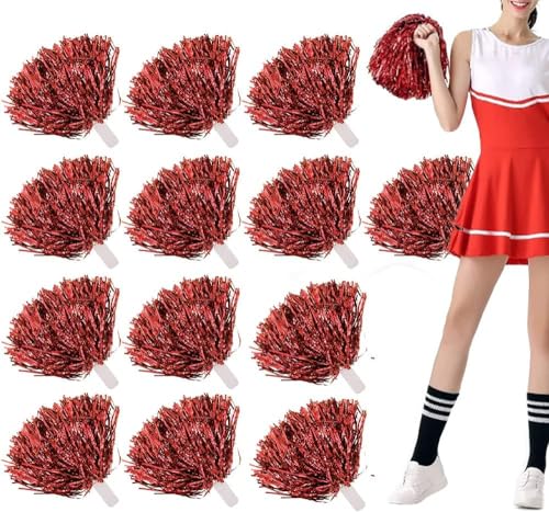 Tagtight 24 Pcs Metallisch Cheerleading Pompons zum Kinder, Cheer Pom Poms Handblume für Schulsporttreffen, Fußball und Basketballspiele, Konzert Zubehör von Tagtight