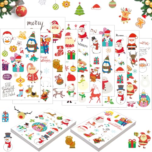 10 Stück Weihnachten Stickers Set, Weihnachts Motiv Aufkleber, Selbstklebende Geschenk Weihnachtsdeko, Weihnachtsaufkleber für Scrapbooking, Geschenke, Basteln, Adventskalender von TaimeiMao