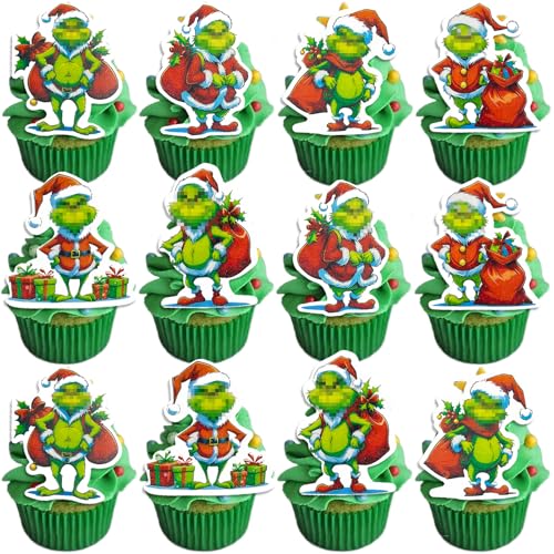 48 Stück Weihnachten Essbare Tortendeko, Weihnachten Muffin Deko Essbar, Weihnachten Tortenaufleger, Torten Deko Weihnachten, Kuchen Deko Weihnachten, Backzubehör Weihnachten von TaimeiMao