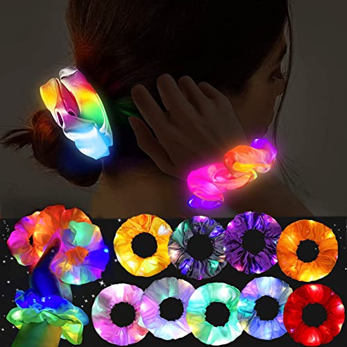 9 Stück Leuchtende Haarbänder, Leuchtende Haargummis, Led Haarschmuck mit 3 Licht Modi, Haargummi Neon, Leuchtende Haaraccessoires für Karneval, Neujahr Party von TaimeiMao