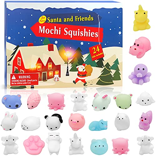 Adventskalender 2024 Kinder, 24 Niedliche Mochi-Tiere, 24 Tage Countdown Mochi Tier Spielzeug Für Kinder, Weihnachtskalender Countdown Kinder, Überraschen Weihnachtsfeier Geschenke Für Jungen Mädchen von TaimeiMao