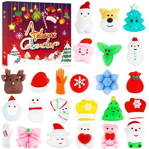 Weihnachtskalender Adventskalender 2024,24 Tage Christmas Countdown Mochi Squishies Spielzeug Adventskalender 2024 Frauen Jungen Mini-Geschenken für Kinder und Erwachsene -2024 Weihnachten Geschenke von TaimeiMao