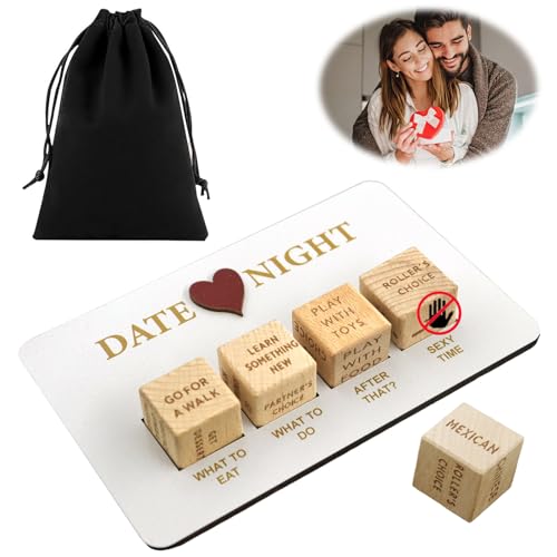 Date Night Würfel Set,Würfel Valentinstag,Romantik Würfelspiel für Erwachsene,Wooden Date Night Dice Naughty Couple Dice Game | Romantische Date Night Ideen Spielwürfel von TaimeiMao