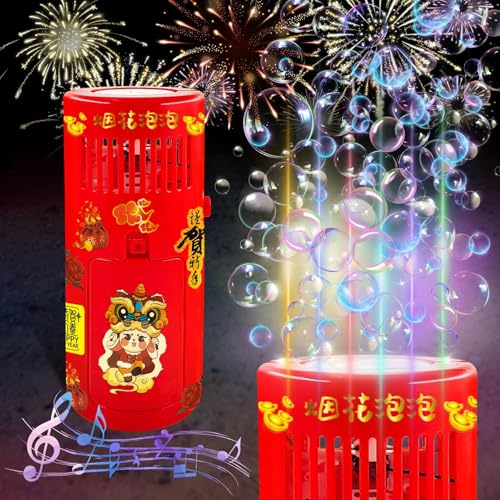 Feuerwerk Seifenblasenmaschine 10 Löcher Mit 120ml Seifenblasenlösung & Aufkleber, Automatischer Bubble Machine Mit Lichtern Und Musik Geschenke Für Kinder Für Party Hochzeit Weihnachten von TaimeiMao