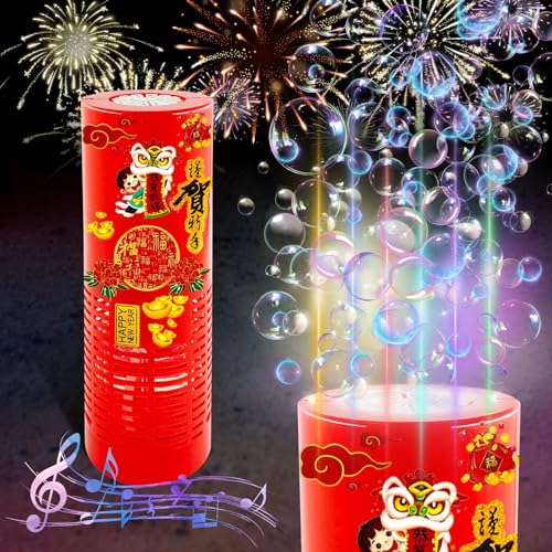 Feuerwerk Seifenblasenmaschine 12 Löcher Mit 150ml Seifenblasenlösung & Aufkleber, Automatischer Bubble Machine Mit Lichtern Und Musik Geschenke Für Kinder Für Party Hochzeit Weihnachten (Version 3) von TaimeiMao