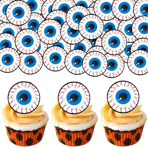 48 Stück Zuckeraugen Essbar, Halloween Tortendeko Essbar, Zuckeraugen Muffin Deko Essbar Halloween, Tortenaufleger Halloween, Halloween Deko Kuchen Essbar, zum Dekorieren von Kuchen von TaimeiMao