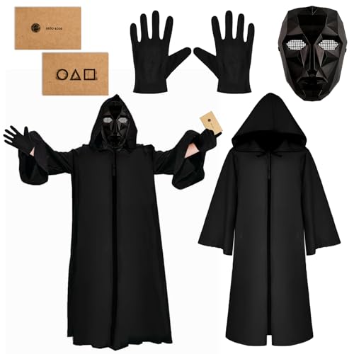 Squid Maske + inkl Umhang+Maske+Handschuhe+Karte*10,für Halloween, Fasching & Karneval als Kostüm für Herren & Damen.(M) von TaimeiMao