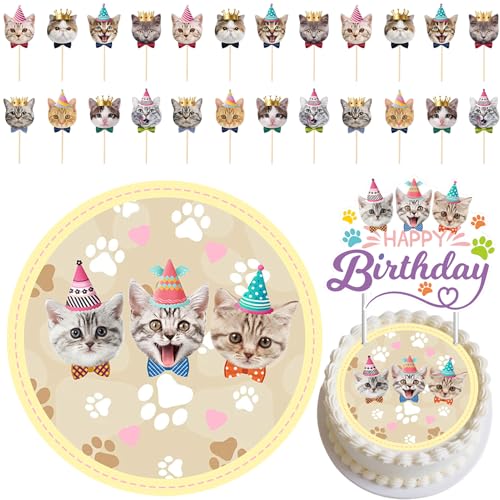 26 Stücke Katzen Kuchen Deko Geburtstag,mit Essbarer Katze-Tortenaufleger,24 Cupcake Cat Sammelfiguren,Katzen Muffin Deko Topper für Kindergeburtstag 26 Stücke Katzen Kuchen Deko Geburtstag,mit Essbarer Katze-Tortenaufleger,24 Cupcake Cat Sammelfiguren,Katzen Muffin Deko Topper für Kindergeburtstag von TaimeiMao