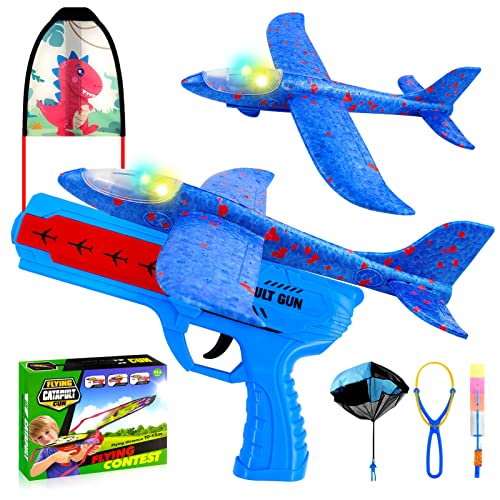 TaimeiMao Flugzeug Spielzeug, Flugzeug Spielzeug Segelflugzeug mit Katapult Pistole/Kinder Drachen, Katapult Flugzeug, Wurfgleiter Styroporflieger Katapult, Outdoor Garten Kinderspielzeug von TaimeiMao