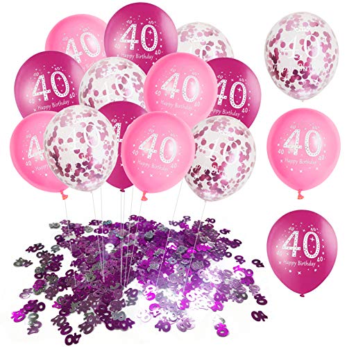 Luftballon 40. Geburtstag Rosa,konfetti luftballons Rosa,Luftballons Rosa,Konfetti Luftballon Set,Mann und Frau geburtstag deko,Geburtstag Luftballons für Party Deko,Konfetti Luftballons von TaimeiMao