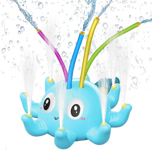TaimeiMao Wassersprinkler Spielzeug für Kinder, Wasserspielzeug Kinder Krake Sprinkler, Rasensprenger Kinder Sommer Cartoon Tiere Outdoor Garten Spielzeug Sprinkler (Blau) von TaimeiMao
