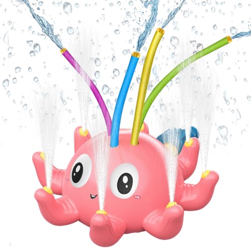 TaimeiMao Wassersprinkler Spielzeug für Kinder, Wasserspielzeug Kinder Krake Sprinkler, Rasensprenger Kinder Sommer Cartoon Tiere Outdoor Garten Spielzeug Sprinkler (Rosa) von TaimeiMao