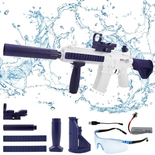 Wasserspritzpistolen,Automatische Wasserpistole Große Kapazität mit Schutzbrille für Erwachsene Kinder,Elektrische Wasserpistole mit Großer Reichweite bis zu 7-10m (Großer Reichweite-Blau) von TaimeiMao