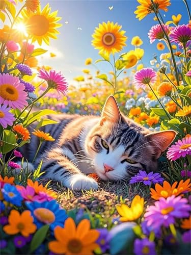 60 Teile Puzzles für Erwachsene, Impossible Jigsaw Puzzles, Clevere Rätsel, Spaß Herausforderndes Puzzle mit Sunshine Flower Katze-Motiv 60 Teile Puzzles für Erwachsene, Impossible Jigsaw Puzzles, Clevere Rätsel, Spaß Herausforderndes Puzzle mit Sunshine Flower Katze-Motiv von Tainrun